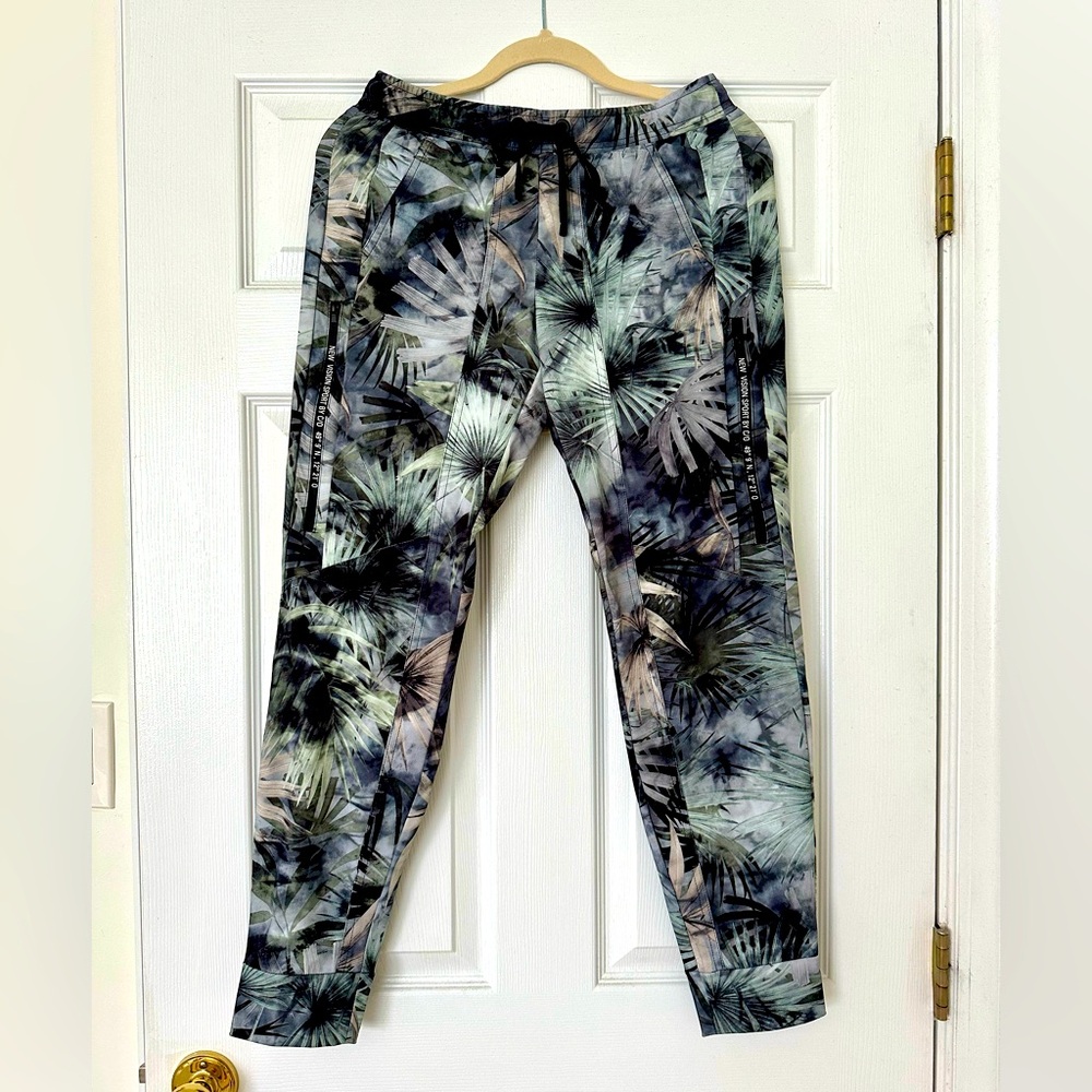 Tropical Print Women's Track Joggers - Green/Gray